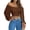 Dark Brown, variant on Woman off Shoulder Ruched Tie Back Crop Top Summer Lantern Sleeve Boho Shirt Blouse Blue Peony Print S