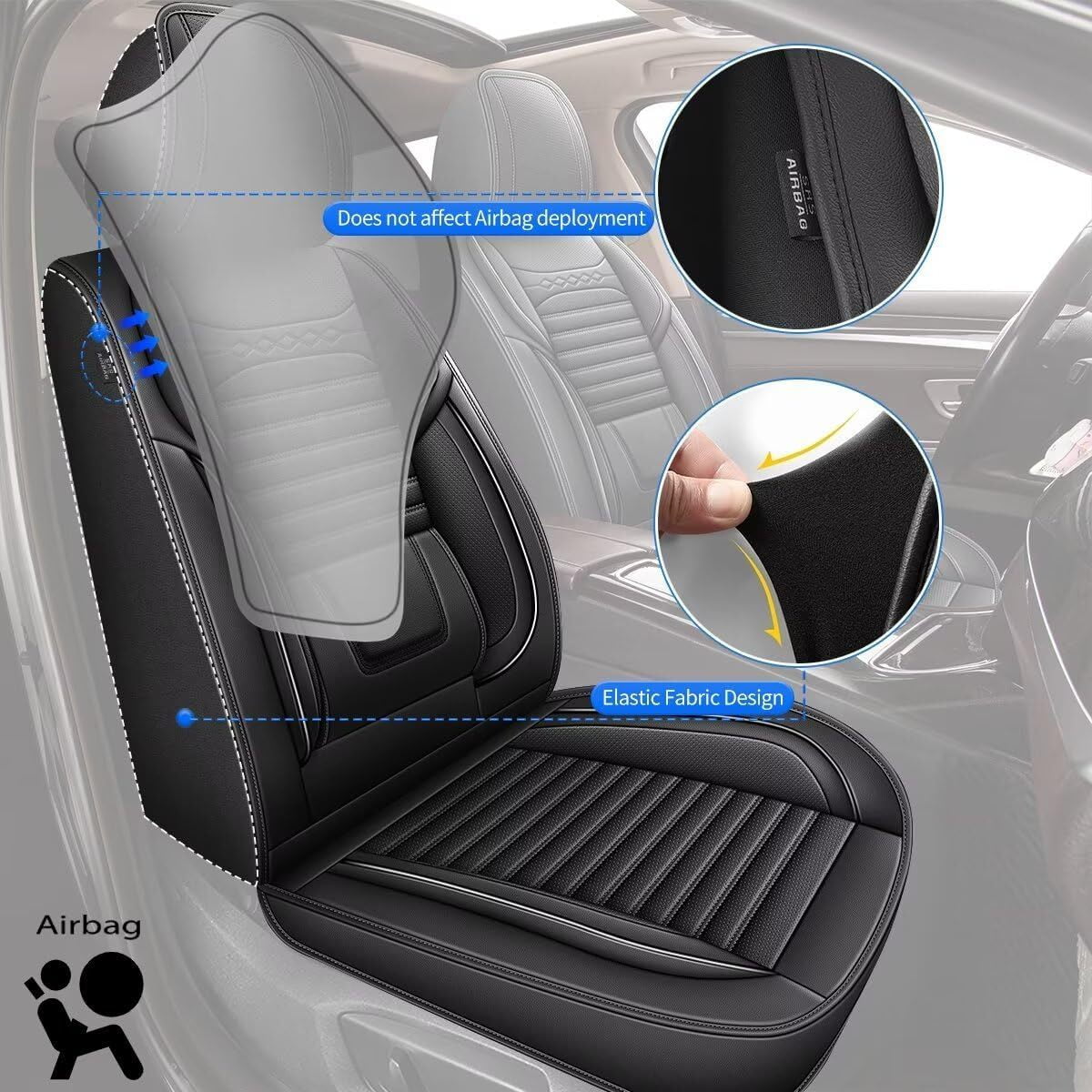 DIKSOAKR Car Seat Covers for Toyota Camry 2012-2024 2025 Full Set Faux Leather Seat Covers Breathble Waterproof (2 Row 5 Seat, Black)