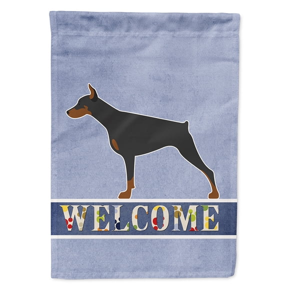 Doberman Pinscher Welcome Flag Canvas House Size