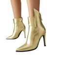 thumbnail image 4 of YLYL Women's Leather Ankle Boots Pointed Toe Stiletto Heel Fashion Sexy Back Zipper Party Dress Boots, 4 of 9
