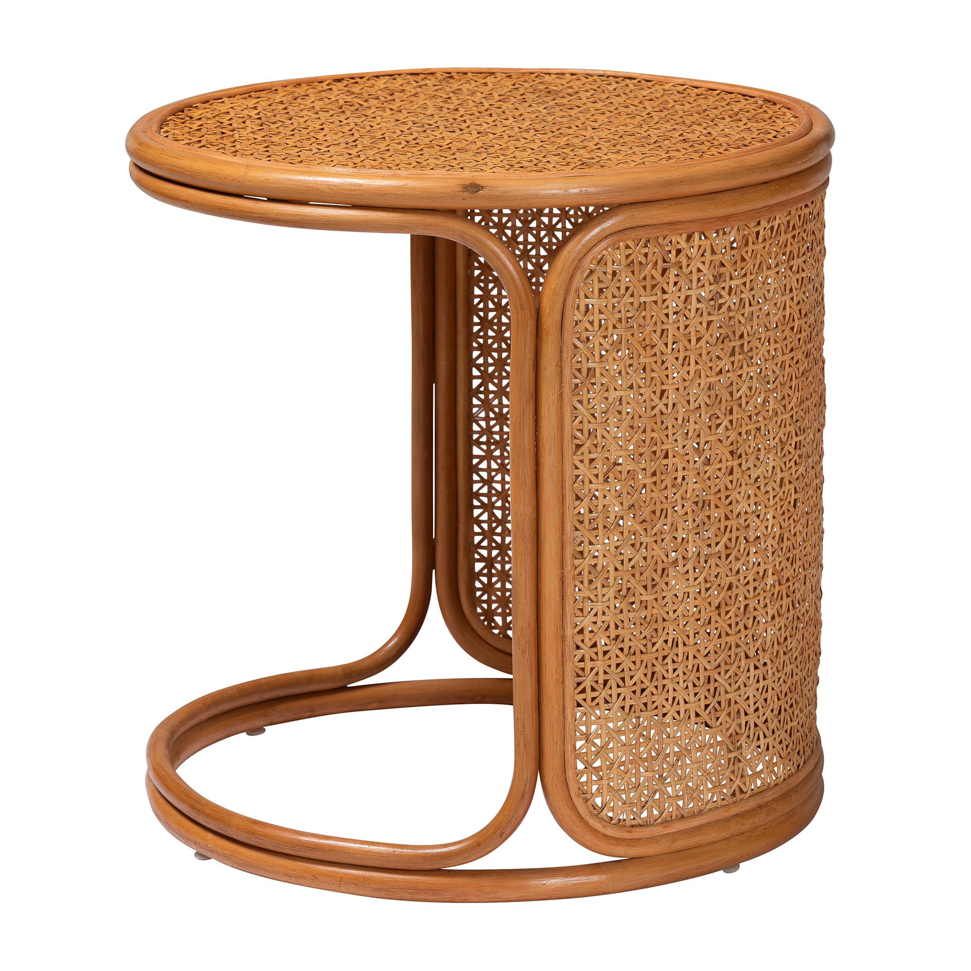 bali & pari Eldon Boho End Table, Large, Light Honey