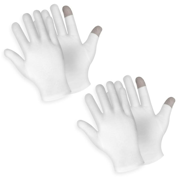 Guantes hidratantes Sibba Touch Screen de algodón blanco, 2 pares
