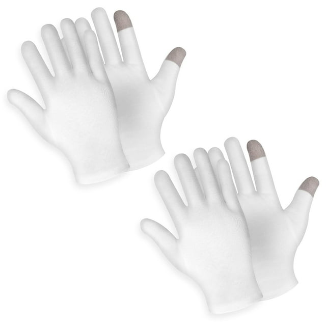 Guantes hidratantes Sibba Touch Screen de algodón blanco, 2 pares