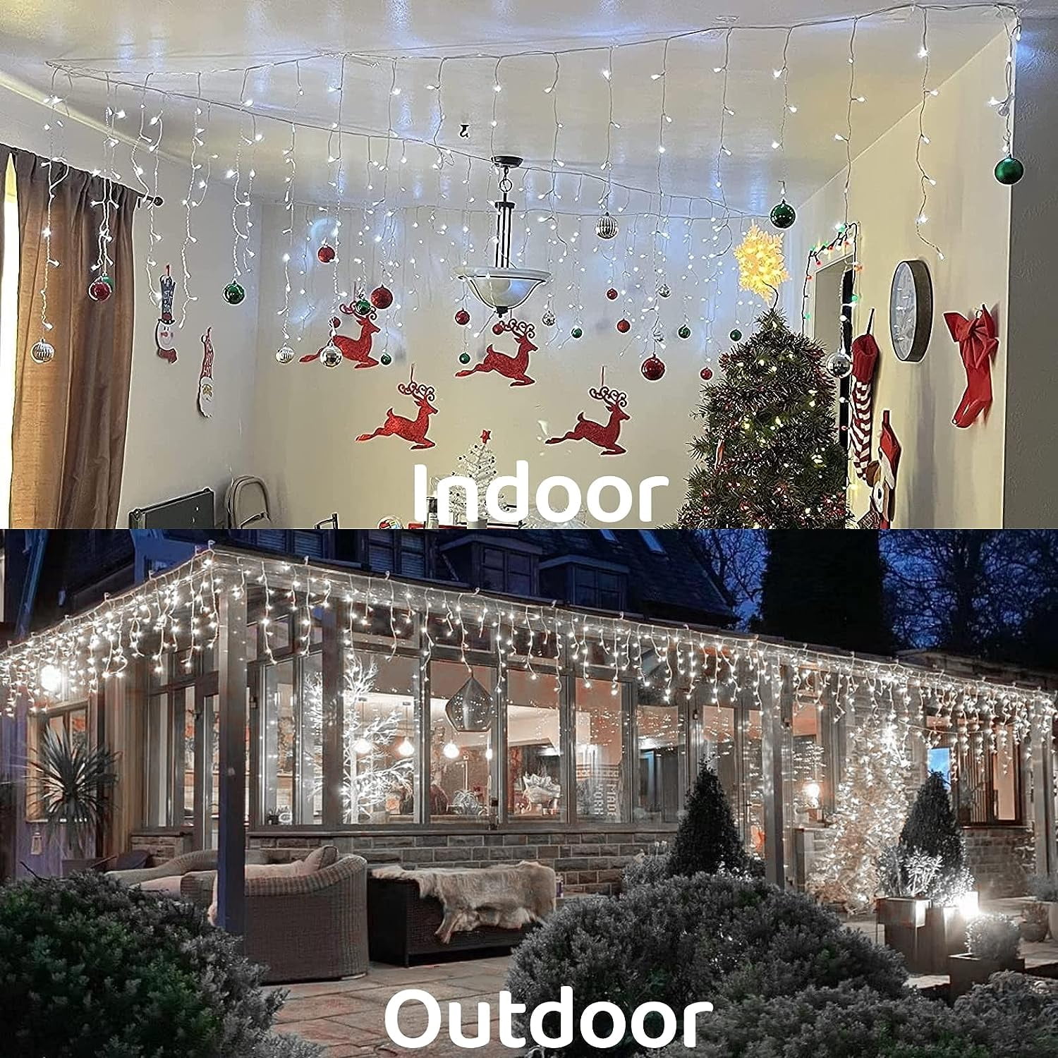 33ft 410 LED Christmas String Lights White Fairy Lights Led Icicle Christmas Lights Plug-in for Christmas, Holiday, Wedding (Cool White)