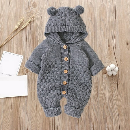 

Child dress Newborn Infant Baby Girl Boy Winter Warm Coat Knit Outwear Hooded Jumpsuit Fragarn