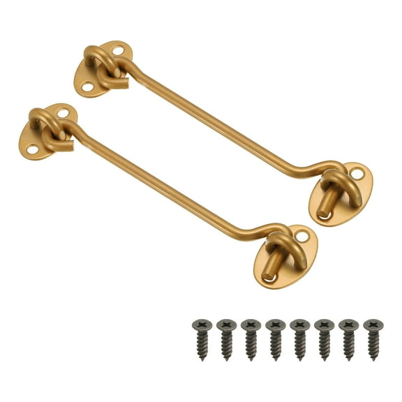 Uxcell 3 Inch Hook Eye Latch, 2 Pack Carbon Steel Privacy Hook and Eye Latch Gate Latch Lock, Golden