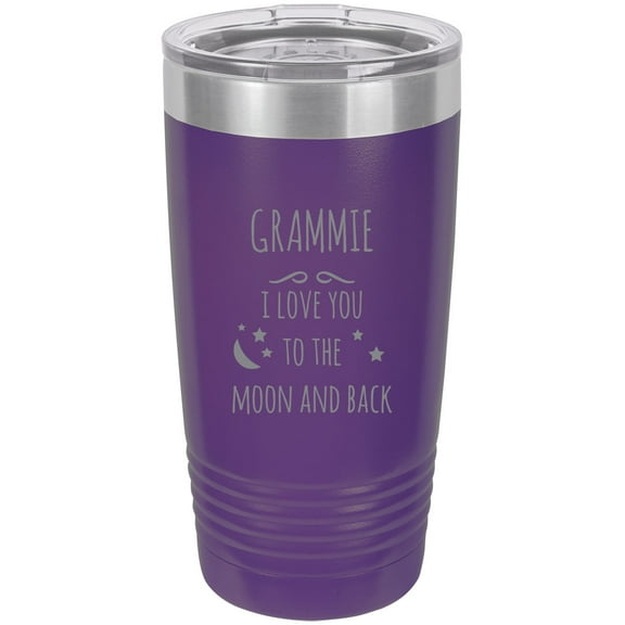 Grammie - I love you to the Moon and Back Stainless Steel Engraved Insulated Tumbler 20 Oz Travel Coffee Mug, Purple