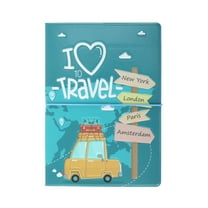 Unique Bargains 1 Pc Passport Holder Durable Creative Cartoon Heart Document Holder for Travel Blue