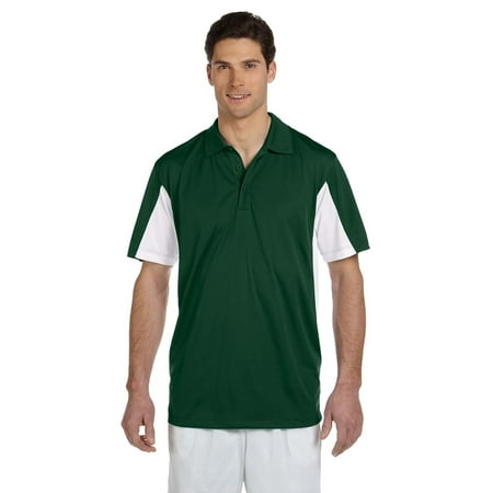 Mens Dk Green - Branded Harriton Mens Side Blocked Micro-Piqué Polo Shirt - DK GREEN/ WHITE - 2XL (Instant Saving 5% & more on min 2)