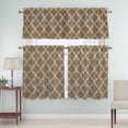 thumbnail image 5 of Brown Plaid Curtain Valances Set Retro Country Moroccan National Geometrical Plaid Kitchen Curtains 24&nbsp;inch Length Rod Pocket Valance and Tiers 3 Piece Set Small Bedroom Bathroom Laundry Decor, 5 of 9
