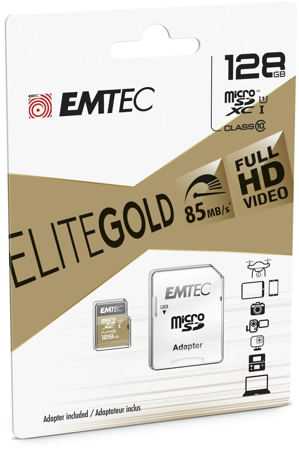 Emtec CL10 U1 128 GB MSD Gold Card + Adapter, EMTEC MSD U1 128GB