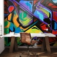 thumbnail image 3 of Idea4wall 4pcs Hip pop Street Graffiti Cool Printed Stick Wallpaper Removable Wall Murals Large Wall Stickers for Home Decoration, 132"x96", 3 of 5