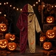 thumbnail image 4 of Gold Pumpkin Onesie Adult Polyester Jack O Lantern Halloween Jumpsuit Costume - Hooded One Piece Cosplay Suit for Women and Men 2XL, 4 of 4