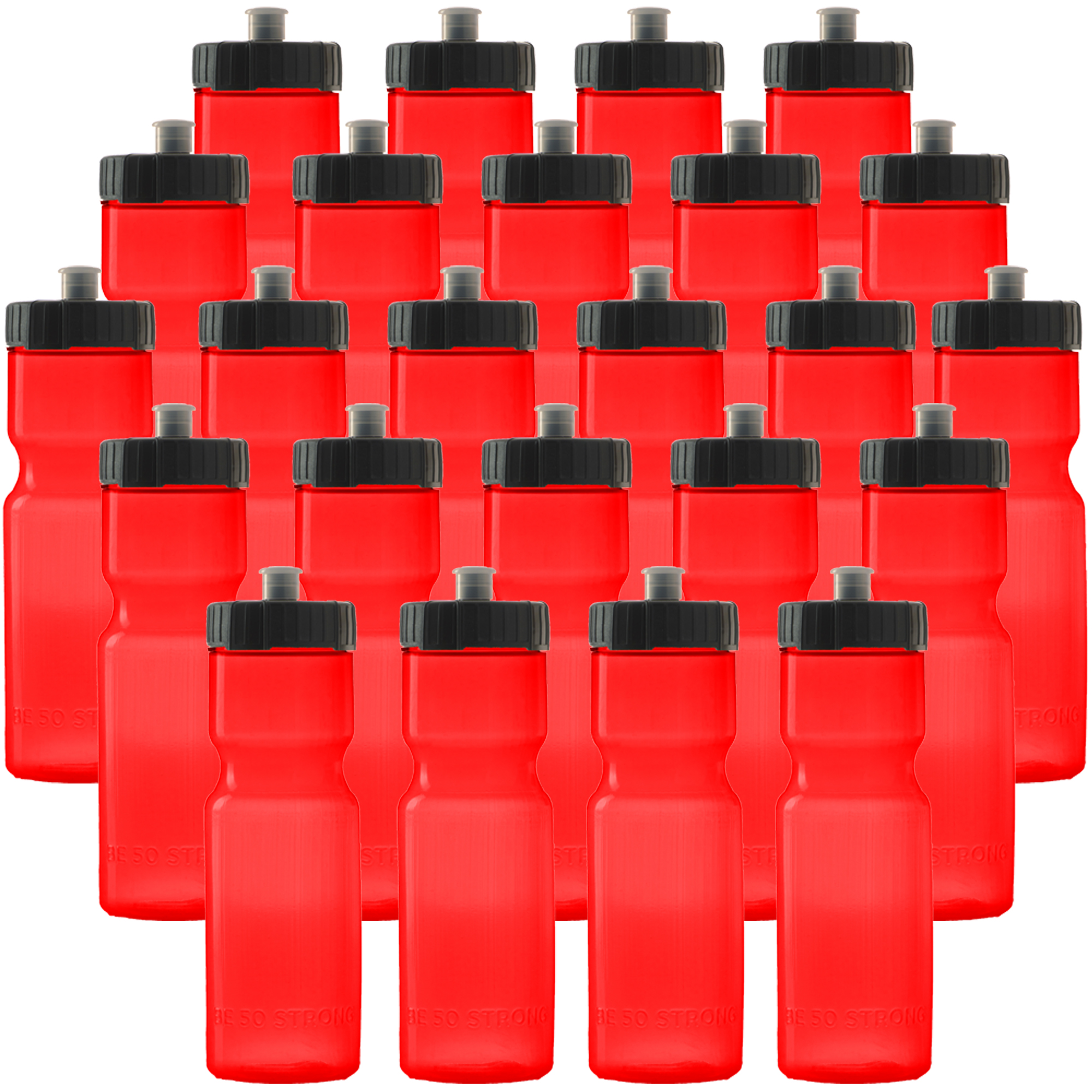 50 Strong Sports Squeeze Water Bottle Bulk Pack 24 Bottles 22 oz. BPA Free