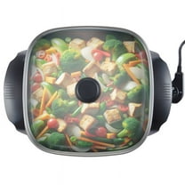 Elite Cuisine 12 in Rectangular Electric Skillet with Glass Lid Non-Stick, Temperature Control