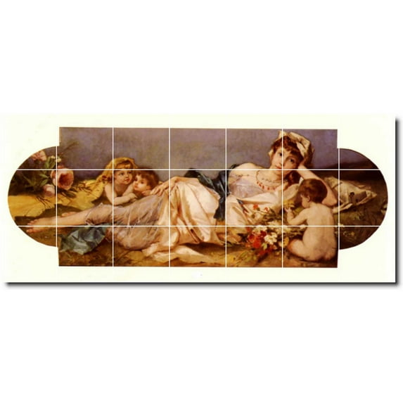 Ceramic Tile Mural-Rudolf Ernst Mother Child Painting 41. 56" w x 24" h using (21) 8 x 8 ceramic tiles