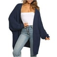 thumbnail image 2 of Ftwytp Women Knit Winter Cardigan Sweater Solid Color Long Sleeve Baggy Outwear Coat Elegant Casual Fall Winter Daily All Match Blouse Top Festival Clothes with Pockets, 2 of 3
