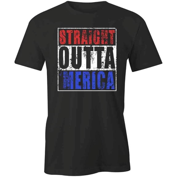 Straight Outta 'Merica T-Shirt | Patriotic American Black Tee Gift