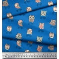 thumbnail image 3 of Soimoi Blue polyester Crepe Fabric Skates & Owl Cartoon Print Fabric by Yard 42 Inch Wide, 3 of 3