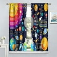thumbnail image 2 of Kids Outer Space Window Curtains, Solar System Infographic Window Treatments for Living Room Universe Planets Mars Skyrocket Knowledge Educational Blockout Window Drapes for Girls Boys Bedroom 84x84in, 2 of 6