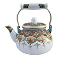 thumbnail image 2 of Jarra de bebida de tetera de té de esmalte con agua resistente al mango de agua hervidor de agua bota de esmalte floral para cocina hirviendo agua de B, 2 of 8