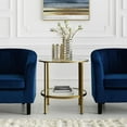 thumbnail image 5 of HomeStock Island Oasis Round End Table, Tempered Glass, Portable, Leg Base - 24"D x 24"W x 24.13"H, Tiered Shelving Storage, Mid-Century Modern Design, Versatile End Table, Living Room Tables-Color:Go, 5 of 10
