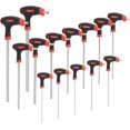 TRAHOO14 Piece T Handle Allen Wrench Set, 7 Imperial and 7 Metric Hex