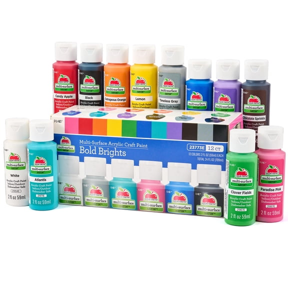 Apple Barrel Multi-surface Acrylic Craft Paint Set, 12pieces