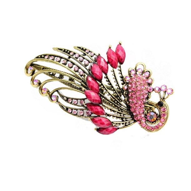 Qarigey Pinzas para el pelo de pavo real de cristal Retro para mujer y niña, herramientas de belleza Bohemia, pinza para el pelo de de pato Accesorio para el cabello Rosado Qarigey PS13333-05