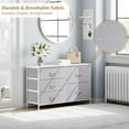 thumbnail image 3 of ZXNYH Dresser for Bedroom with 5 Drawers, Storage Drawer Organizer, Wide Chest of Drawers for Closet, Clothes, Kids, TV Stand with Storage Drawers, Wood Board, Fabric Drawers(Light Grey), 3 of 8