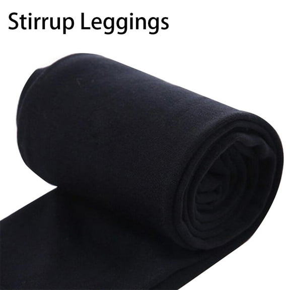 comerut Women Autumn Solid Color Stretchy Fleece Warm Cropped Stirrup Pantyhose Leggings