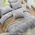 thumbnail image 3 of Sasttie King Size Comforter Set, 7-Piece Bed in a Bag, Pintuck Bedding Sets for All Season, Light Grey, 3 of 8