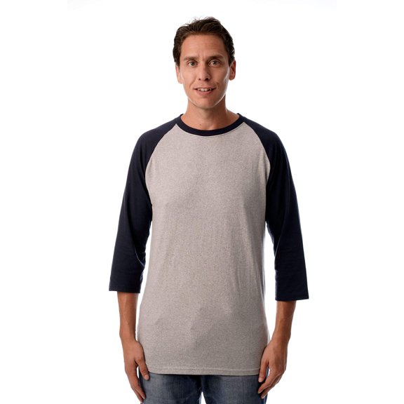 At The Buzzer Men's Baseball Raglan Sleeve Solid Shirt 15970-GRYROY-XL