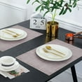 thumbnail image 3 of Placemats Set of 18 for Dining Table, Table Placemats, Rectangular PVC Vinyl, 18x12 Inches - Beige, 3 of 8