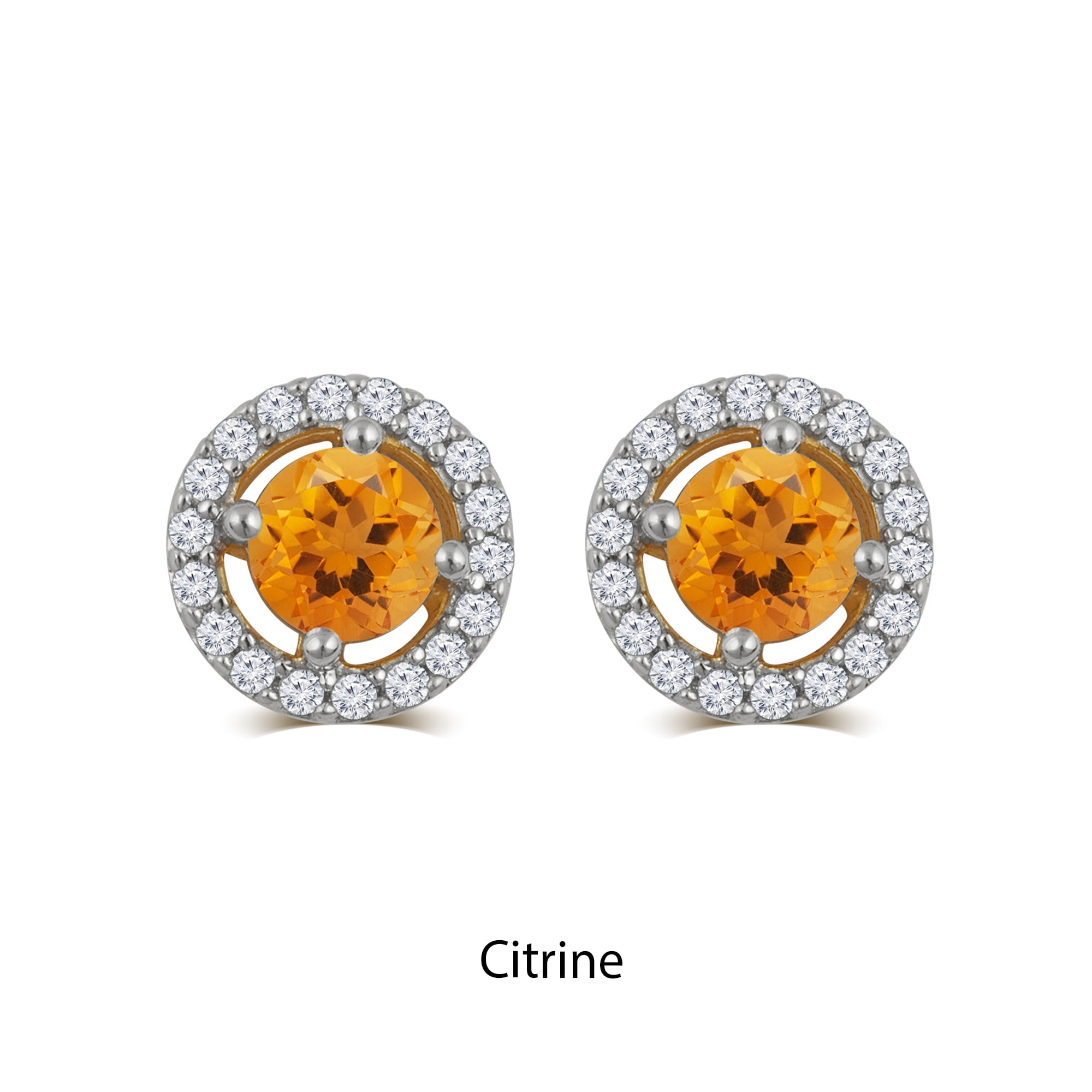 Arista Citrine and White Sapphire Birthstone Women's Earring in Sterling Silver