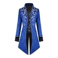 thumbnail image 2 of IBTOM CASTLE Men's Steampunk Vintage Tailcoat Jacket Gothic Medieval Victorian Frock Button Down Swallow Coat Uniform 2XL Blue Floral, 2 of 4