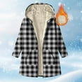 thumbnail image 2 of Plaid Hooded Jackets for Womens Sherpa Fleece Lined Long Jacket Winter Plush Thermal Long Sleeve Zipper Active Coats, 2 of 7