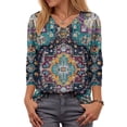thumbnail image 4 of GEWSEY Boho Tops for Women 2025 3/4 Length Sleeve Tunic Tops Casual V Neck Shirts Basic Tees Business Work Blouses Fall Clothes (Black, XL), 4 of 5