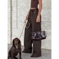 thumbnail image 5 of Women's Long Pants, Dress Pants, Commuter Outfit Women's Wide Leg Long Pants, Elegant Fashion Commuter Elegant Office Outfit, With Belt, Pocket Details, Autumn Outfit Brown Long Pants, 5 of 5