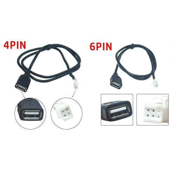 Gerich 4 Pin and 6 Pin Car USB Cable Adapter for Android Car Radio Stereo,Black