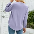 thumbnail image 3 of Defitshape Women's Long Sleeve Top Chiffon Shirt Spring Loose Fit Elegant V Neck Summer Comfy Fashion Blouse Top Purple Small, 3 of 4