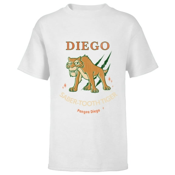 Ice Age Diego Saber-Tooth Tiger Halftone - Short Sleeve T-Shirt for Kids - Customized-White