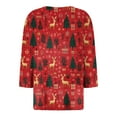 thumbnail image 5 of larppty Christmas Shirts for Women 3/4 Length Sleeve Tops Henley Neck T Shirts Xmas Gifts (Red, XL), 5 of 9