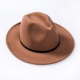 thumbnail image 6 of Huyghdfb Unisex Woolen Felt Panama Hats Wide Brim Solid Color Fedora Cowboy Hats, 6 of 8