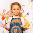 thumbnail image 2 of Orange Blue Tie Dye Mandala Pattern Kids Aprons for Girls and Boys,Adjustable Neck Strap Toddler Aprons for Kids Cooking Baking, 2 of 6