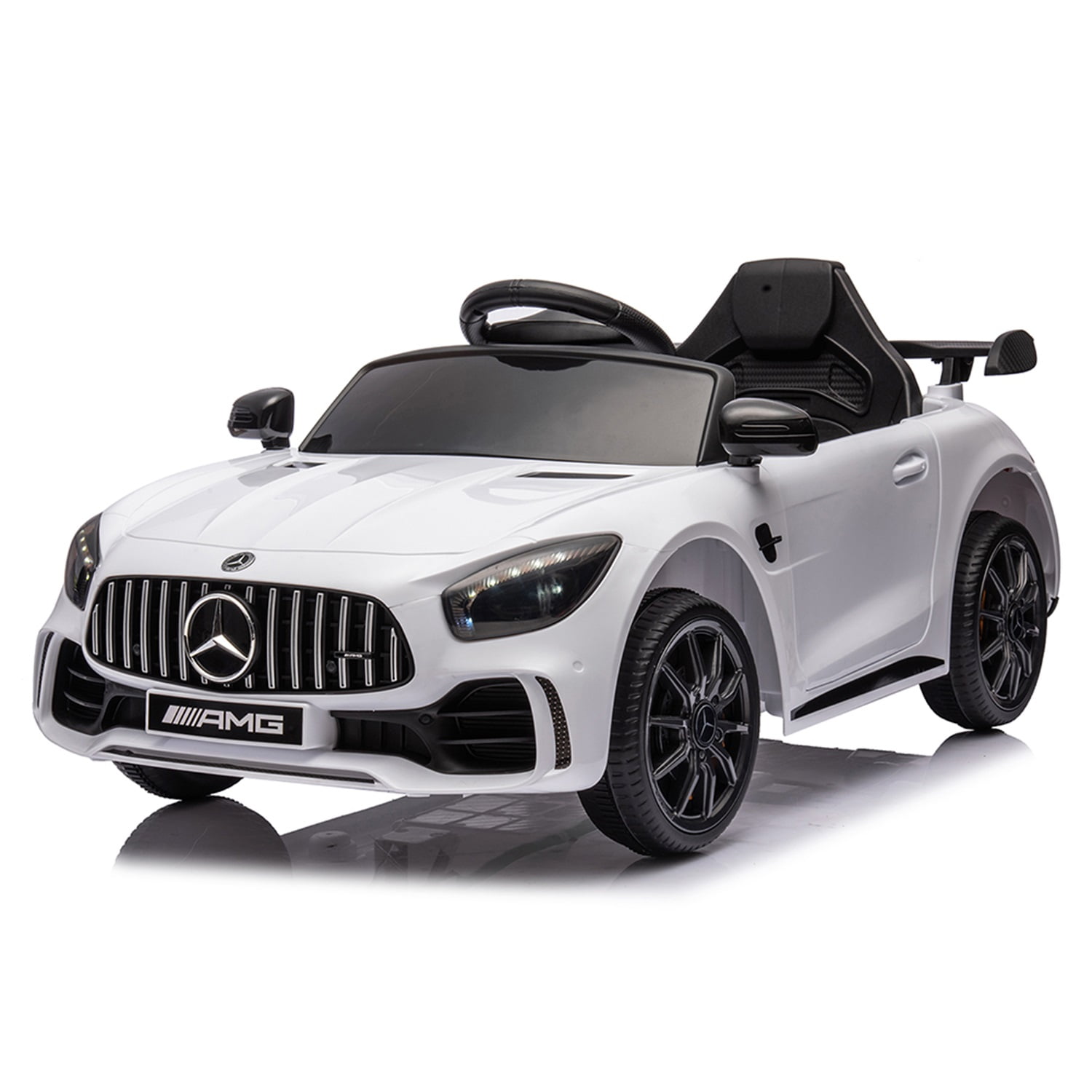 CIPACHO Licensed Mercedes-Benz AMG GTR Dual drive 12V Powered Ride Ons Sports Car with 2.4G Remote Control, White CIPACHO Licensed Mercedes-Benz AMG GTR Dual drive 12V Powered Ride Ons Sports Car with 2.4G Remote Control, White