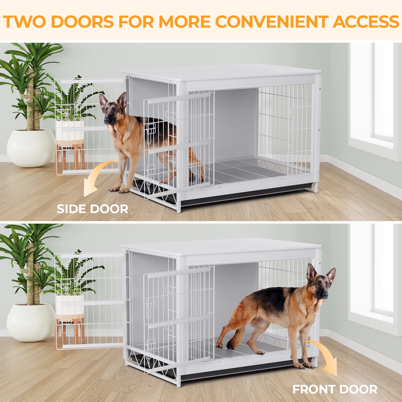 Pirecart 44.1" Wooden Large Pet Dog Crate Furniture with Removable Tray for Small/Medium/Large Dogs