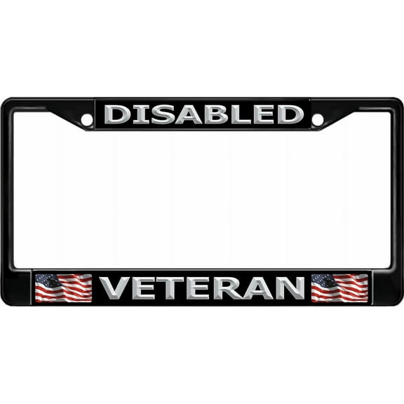 Disabled Veteran Black License Plate Frame