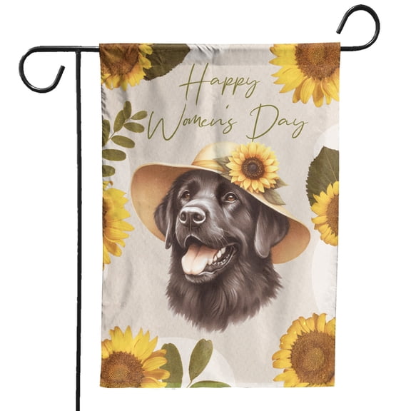 Happy Women's Day Labrador Retriever Sunflower Vintage Proud Mom Garden Flag 12x18in Double Sided Lab Dog Lover Gifts Outdoor Decor - 02030