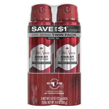 Old Spice Men's Antiperspirant Deodorant Invisible Dry Spray Stronger Swagger, 4.3 oz., Twin Pack